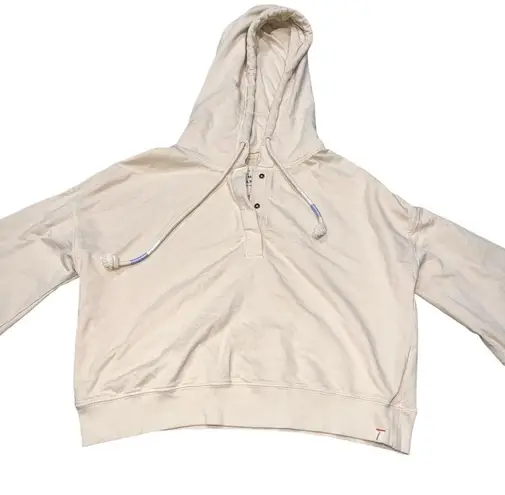 The Normal Brand Women’s Cream Cropped Cotton Terry Henley Hoodie size Small