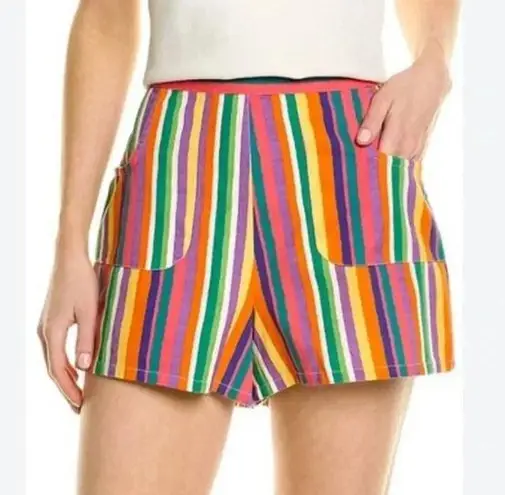 Frances Valentine women’s multicolor Zip Shorts Multi Stripe Size 10 Pink