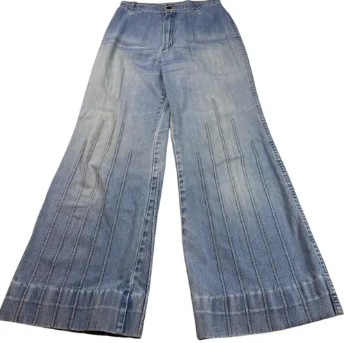 Vintage Maverick Flares Jeans Wide Leg Denim Bell Bottoms 70s Style Women Blue Size 26