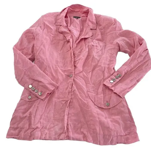 DL1961  Blazer Womens X Small Pink Flamingo Collared Slouchy Linen Jacket