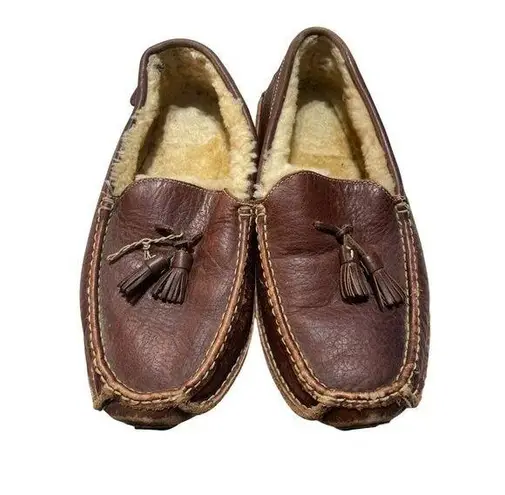 Cabela's Mens Leather & Shearling Lined Moccasin Slippers With Tassels