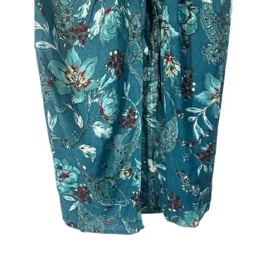Band of the Free Teal Blue Floral Bohemian Wrap Style Long Maxi Skirt Women Med