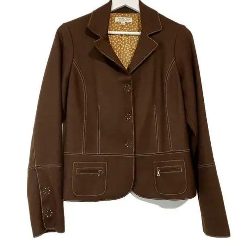 margaret o'leary Women's Vintage Button Blazer Jacket Brown Size Large EUC FLAW
