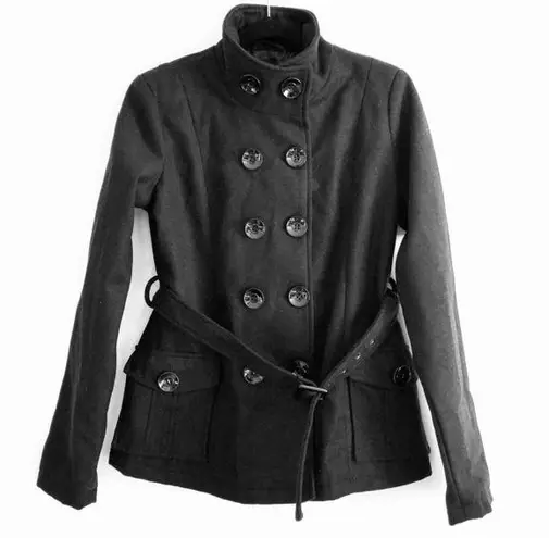 Outer Edge Peacoat Jacket L NWT Thick Knit Black Waist Tie Warm Winter Cozy Fall Size L