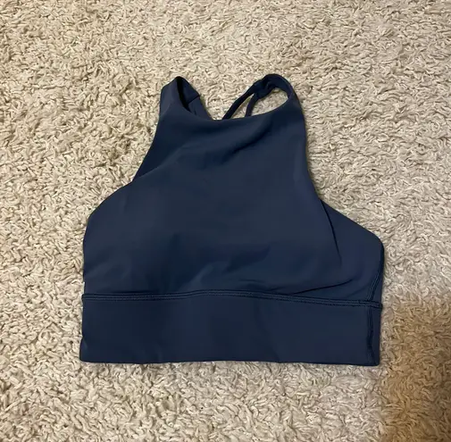 Lululemon Energy Bra Long Line High Neck Tough Iron Blue Size 4