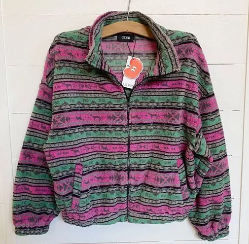 Cider  Fleece Stand Collar Aztec Print Jacket SZ S NWT