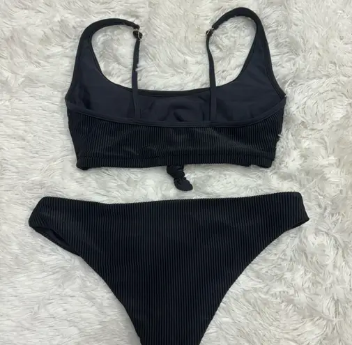 frankie's bikinis Ribbed Black Bikini Set