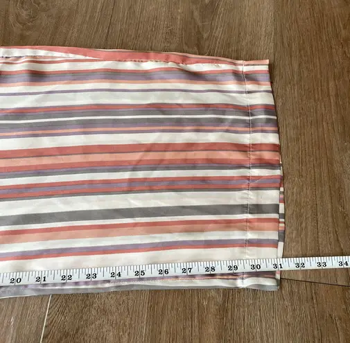 Soulmates satin striped pants elastic waist belted pink grey women’s size M