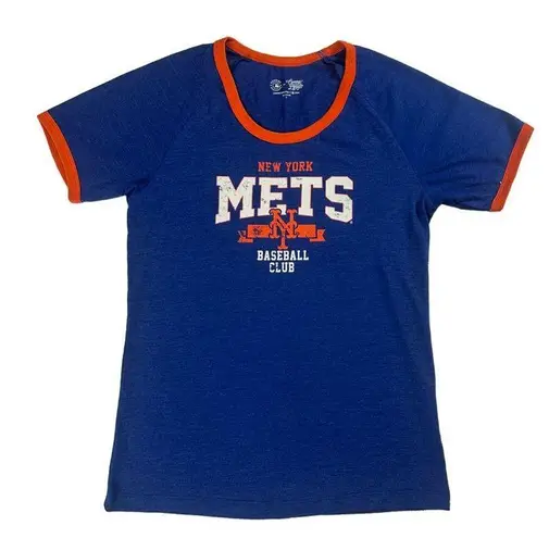 Campus Lifestyle MLB New York Mets Women's Bi-Blend Short Sleeve Scoop Neck T-Shirt in Blue, XL