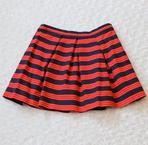 Gap Red & Navy Stripe Flirty Pleated Skirt