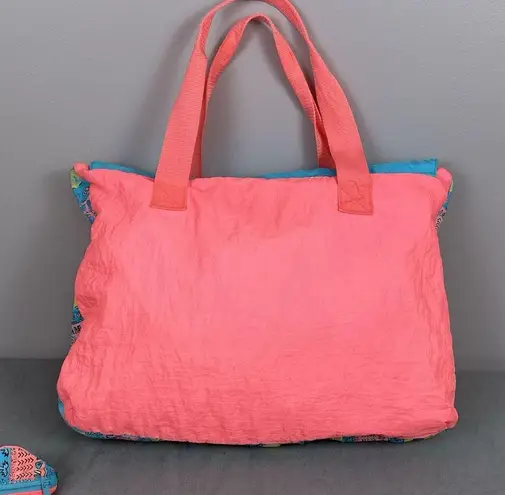 Vintage Gitano Surf Life Duffle Bag Matching Wrist Bag Windbreaker Neon Tote Orange