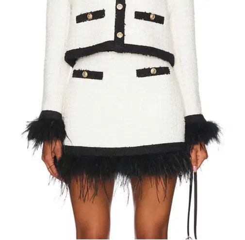 Saylor Cressida Tweed Feathered Mini Skirt NWT Large