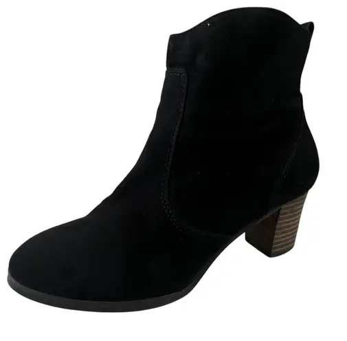 J. Crew Women’s Quinn Black Suede Ankle Boots Size 7 Block Heel Side Zip Booties