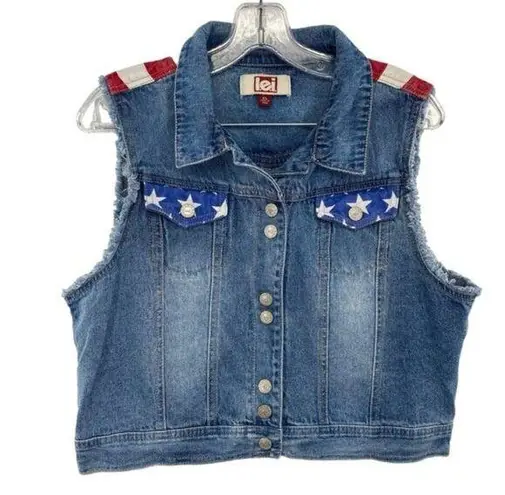 Vintage Y2K American Flag Denim Vest Western Country Cowgirl Size undefined