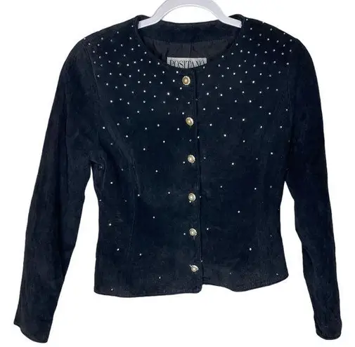 Vintage Positano Pelle Rhinestone Leather Jacket Size M