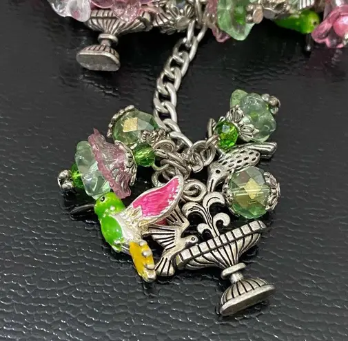 Hummingbird Handmade Spring Themed Flowers Chunky Beaded Fun Bracelet