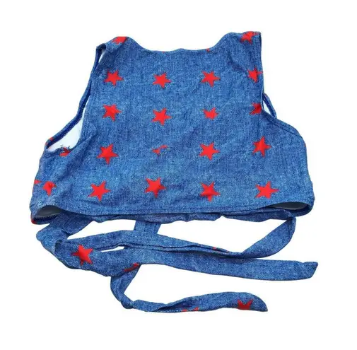 Womens Bikini Top Tank Wrap Ties V Neck Star Print Blue Red XL