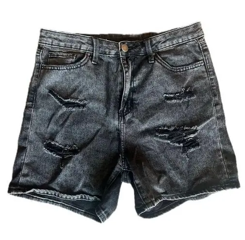 None Black distressed Denim Shorts - Image 1