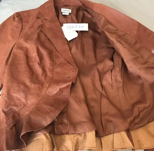 Together 100% Leather Jacket Brown Size 10