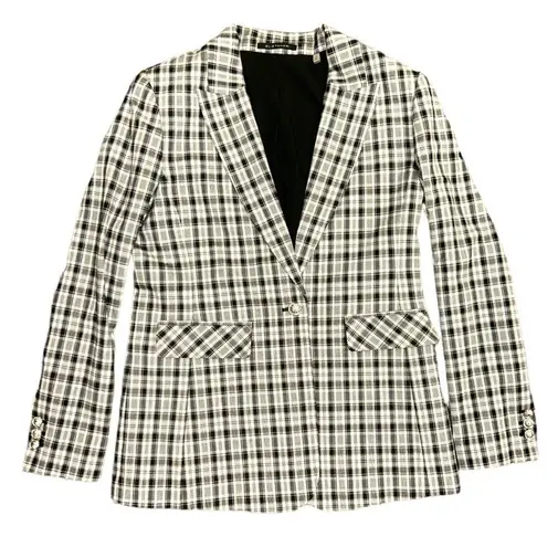 Elie Tahari NEW plaid single-button blazer Plaid Black & White Check sz 8