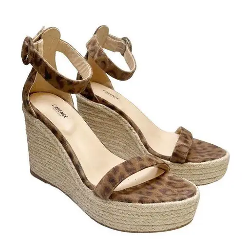 L'Agence L’AGENCE Elysee Cheetah Print Suede Espadrille Wedge Sandals Size EU 39 US 9