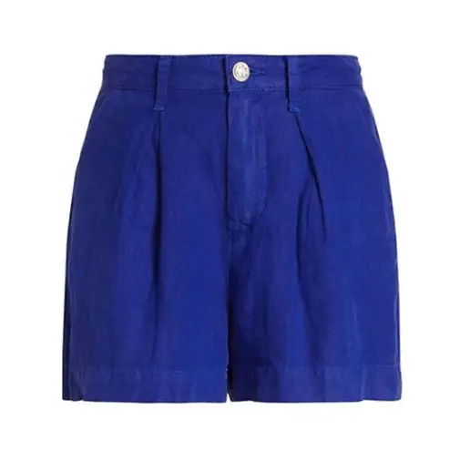 L'Agence NWT Zahari NAVY Linen High Rise Pleated Shorts, Size 30 New w/Tag