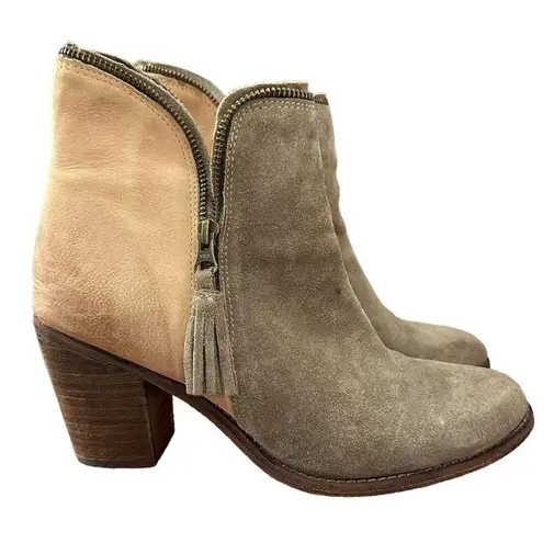 joe's jeans Joe’s Jeans Leather Suede Two Tone Taupe Tan Ankle Boots Size 10