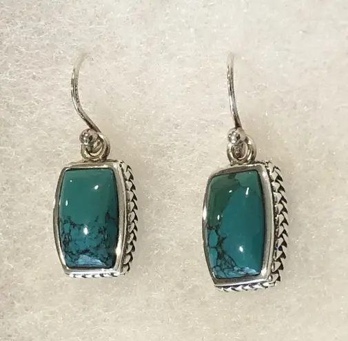 Sterling Silver BARSE Turquoise Rope Braid Framed Drop Earrings NWT