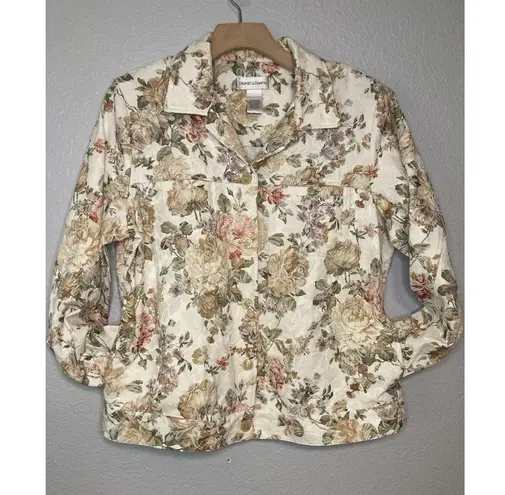 Draper's & Damon's Jacket Women L Button Down Floral Design Retro Y2K Cottage Size L