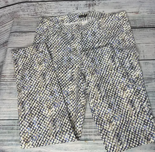 J. McLaughlin Women’s Pants Blue Beige Textured Jacquard Slim Straight Ankle 6
