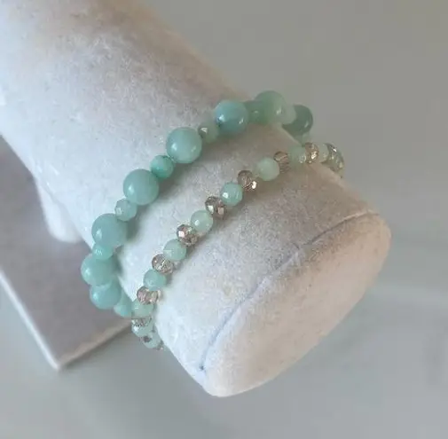Seafoam Beaded Bracelets Set of 2 Blue
