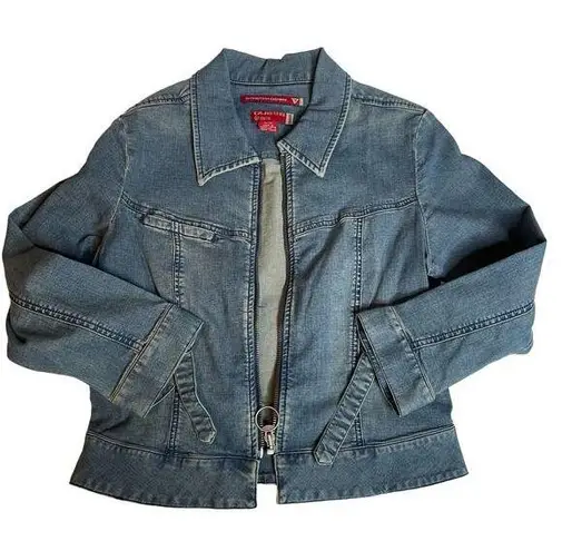 Guess  Vintage Y2K Medium Lightwash Zip Up Stretch Denim Jacket