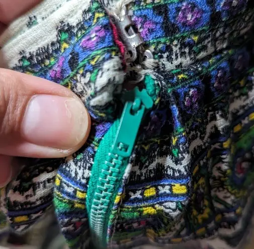 Vtg 1960s Miss Egypt Ivory Blue Colorful Egyptian Printed Barkcloth Maxi Skirt M Size M