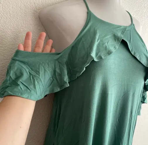 Bee Uniq 🆕Dusty Green Ruffle-Accent Cold Shoulder Maxi M🆕
