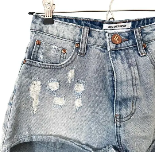 One Teaspoon  High‎ Waist Bonita Distressed Denim Shorts Sz 26