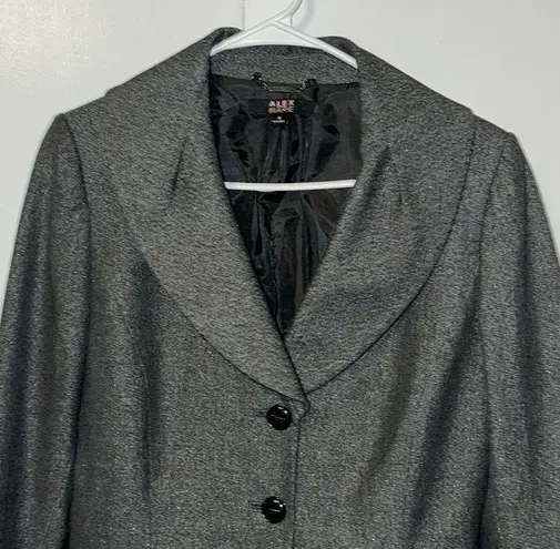 Alex Marie Gray Shimmer 3 Button Blazer w Shawl Collar Women’s Size 8 Lined