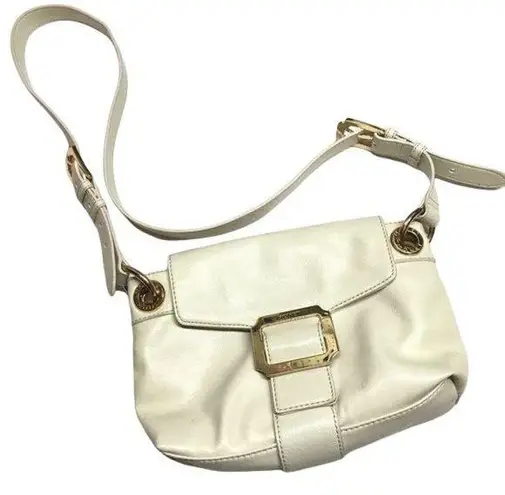 Monet  Shoulder Bag Gold Hardware Cream Vegan Leather Beige Envelope Purse Size M