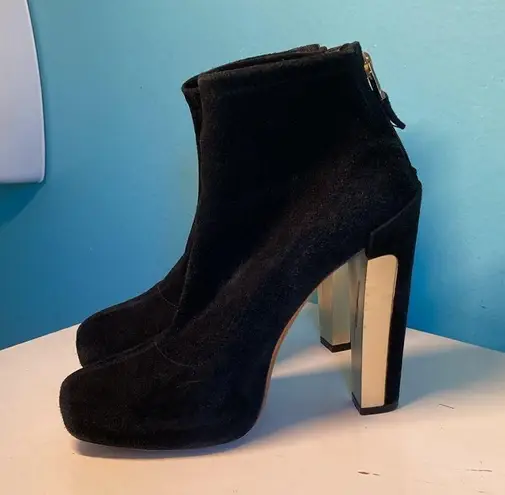 Brian Atwood  Black Suede Heeled Ankle Boots Size 7.5