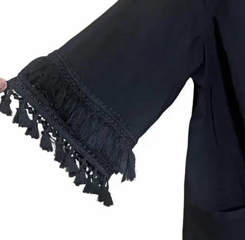 Belle by Kim Gravel Jacket Sz 1XL NWOT Tassel Sleeves Front Zipper Stretchy