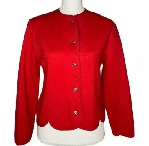 Bermuda Womens Archie Brown & Son Of  Red 100% Pure New Wool Sweater Jacket S