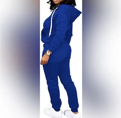 Women's Two Piece Outfits Sets Long Pants Casual Matching Clothing M,L,XL,2XL Blue Size M