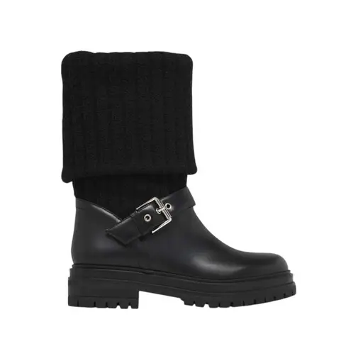 Gianvito Rossi NIB Thurso Calf Knit Boot in Black Size 38.5