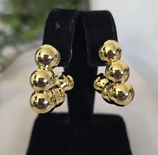 Boutique Gold Filled Chunky Bubble V Shape Hoop Earrings