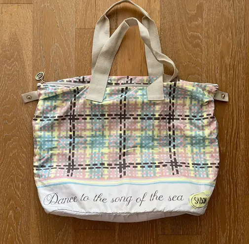 Pastel Plaid Travel Tote Pink