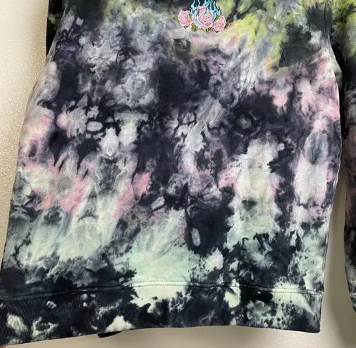 Blind Rooster Sweatshirt Medium Pullover Tie Dye Floral Embroidered Soul On Fire Blue