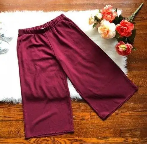 Wine Burgundy Wide Leg Cropped Coulettes NWOT Size undefined