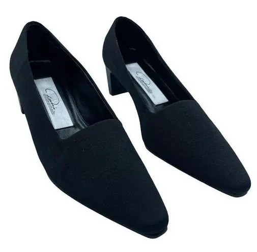 Diane's Essentials Rhinestone Heel Pump Shoes Black Block Heel Size 5.5M