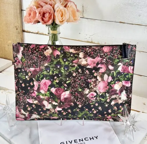 Givenchy Large Antigonia Leather Floral Pouch/Clutch