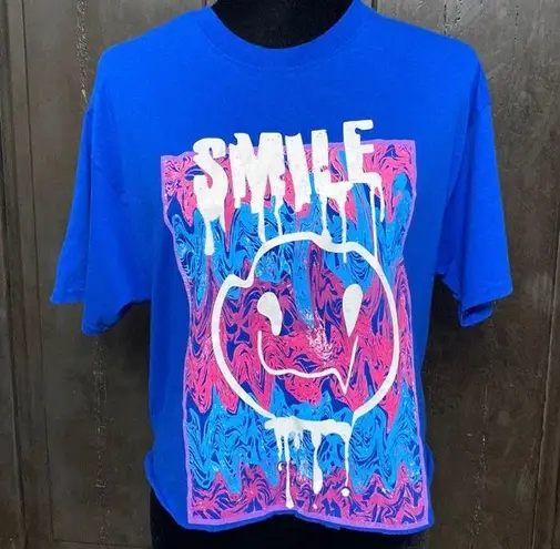 Hope Means Nothing - cut off Blue Radical Smiley T-Shirt - size Medium