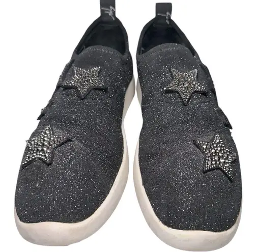 Giuseppe Zanotti 39.5 9 Black Natalie Star Glitter Embellished Slip On Sneakers